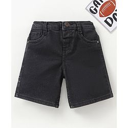 Babyhug Washed Knee Length Denim Bermuda - Black