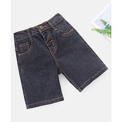 Babyhug Washed Knee Length Denim Bermuda - Dark Grey