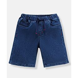 Babyhug Cotton Spandex Above Knee Length Washed Denim Bermuda - Dark Blue