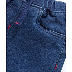 Babyhug Cotton Spandex Above Knee Length Washed Denim Bermuda - Dark Blue