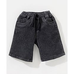 Babyhug Cotton Spandex Above Knee Length Washed Denim Bermuda - Black