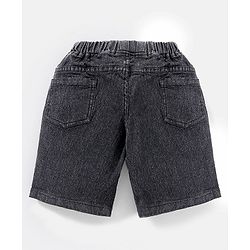 Babyhug Cotton Spandex Above Knee Length Washed Denim Bermuda - Black