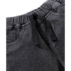 Babyhug Cotton Spandex Above Knee Length Washed Denim Bermuda - Black