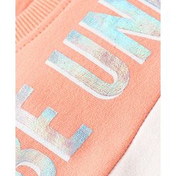 Babyhug 100% Cotton T-Shirt And Lounge Pant Text Print - White Peach Lilac