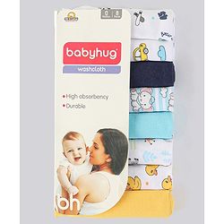 Babyhug 100% Cotton Wash Cloth Pack of 8 - Multicolor