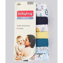 Babyhug 100% Cotton Wash Cloth Pack of 8 - Multicolor