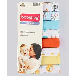 Babyhug 100% Cotton Wash Cloth Pack of 8 - Multicolor
