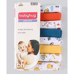 Babyhug 100% Cotton Wash Cloth Pack of 8 - Multicolor
