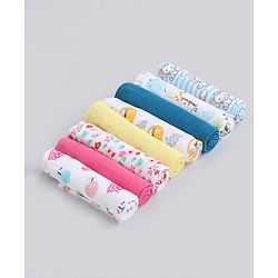 Babyhug 100% Cotton Wash Cloth Pack of 8 - Multicolor