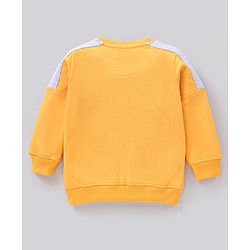 Babyhug Full Sleeves Winter Wear T-Shirt with Dino Print & Interactive Applique - Yellow