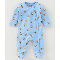Babyhug Cotton Full Sleeves Sleep Suit Bee Print Pack of 2 - Blue Green
