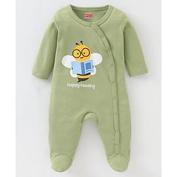 Babyhug Cotton Full Sleeves Sleep Suit Bee Print Pack of 2 - Blue Green