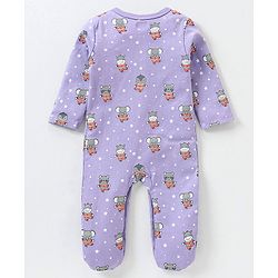Babyhug Full Sleeves Sleep Suit Striped and Elephant Print Pack of 2 - Orange & Purple