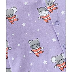 Babyhug Full Sleeves Sleep Suit Striped and Elephant Print Pack of 2 - Orange & Purple