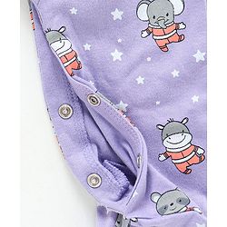 Babyhug Full Sleeves Sleep Suit Striped and Elephant Print Pack of 2 - Orange & Purple