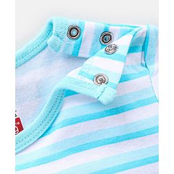 Babyhug 100% Cotton Half Sleeves Romper Winnie The Pooh Print - Blue