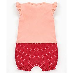 Babyhug 100% Cotton Frill Sleeves Romper Dot & Minnie Mouse Print- Red
