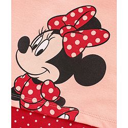 Babyhug 100% Cotton Frill Sleeves Romper Dot & Minnie Mouse Print- Red