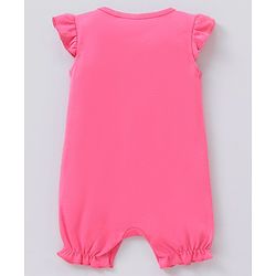Babyhug 100% Cotton Flutter Sleeves Minnie Mouse Print Romper - Pink