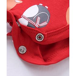Babyhug 100% Cotton Full Sleeves Onesie & Legging with Cap Christmas Theme - Red