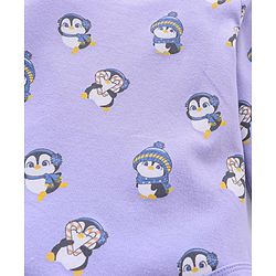 Babyhug 100% Cotton Full Sleeves Onesies Penguin Print - Purple