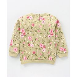 Babyhug Cotton Knit Full Sleeves Top and Lounge Pant Floral Print - Grey