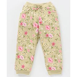 Babyhug Cotton Knit Full Sleeves Top and Lounge Pant Floral Print - Grey