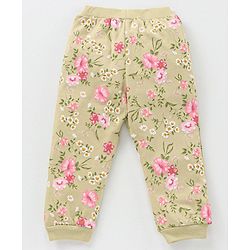 Babyhug Cotton Knit Full Sleeves Top and Lounge Pant Floral Print - Grey