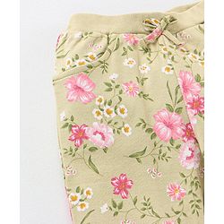 Babyhug Cotton Knit Full Sleeves Top and Lounge Pant Floral Print - Grey