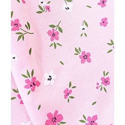 Babyhug 100% Cotton Full Sleeves T-Shirt With Dungaree Floral Print - Pink & Indigo