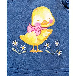 Babyhug 100% Cotton Full Sleeves T-Shirt With Dungaree Floral Print - Pink & Indigo