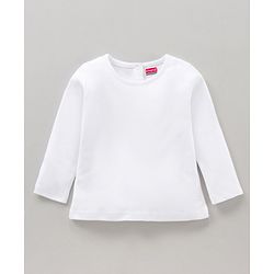 Babyhug Cotton Full Sleeves Solid Tee & Dungaree Set Floral Print - White
