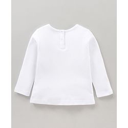 Babyhug Cotton Full Sleeves Solid Tee & Dungaree Set Floral Print - White
