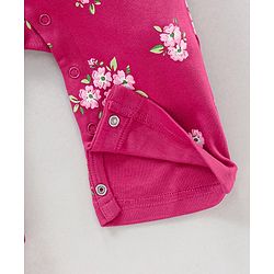 Babyhug Cotton Full Sleeves Solid Tee & Dungaree Set Floral Print - White