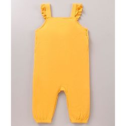 Babyhug 100'% Cotton Full Sleeves Dungaree Style Romper With Inner Tee Floral Print - Blue Yellow