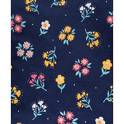 Babyhug 100'% Cotton Full Sleeves Dungaree Style Romper With Inner Tee Floral Print - Blue Yellow