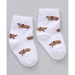 Cute Walk by Babyhug Anti Bacterial Ankle Length Non Terry Socks Animal Print Pack of 5 Pair - Multicolour