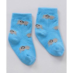 Cute Walk by Babyhug Anti Bacterial Ankle Length Non Terry Socks Animal Print Pack of 5 Pair - Multicolour