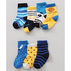 Cute Walk by Babyhug Ankle Length Antibacterial Socks Stripes Print Pack Of 7 - Multicolor