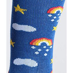 Cute Walk by Babyhug Anti-Bacterial Footed Tights Raibow & Stars Design - Blue