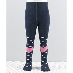 Cutewalk by Babyhug Anti-Bacterial Tights Polka Dots & Hearts Design - Navy