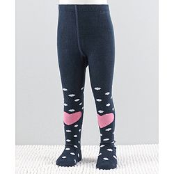 Cutewalk by Babyhug Anti-Bacterial Tights Polka Dots & Hearts Design - Navy