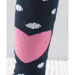 Cutewalk by Babyhug Anti-Bacterial Tights Polka Dots & Hearts Design - Navy