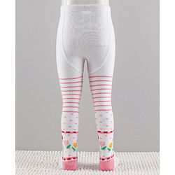 Cutewalk by Babyhug Anti-Bacterial Tights Striped - White