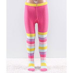 Cutewalk by Babyhug Anti Bacterial Footed Tights Striped Pack Of 2 - Pink
