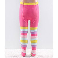 Cutewalk by Babyhug Anti Bacterial Footed Tights Striped Pack Of 2 - Pink