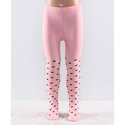 Cutewalk by Babyhug Anti Bacterial Footed Tights Heart Design Pack Of 2 - Pink & Black
