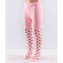 Cutewalk by Babyhug Anti Bacterial Footed Tights Heart Design Pack Of 2 - Pink & Black
