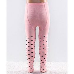 Cutewalk by Babyhug Anti Bacterial Footed Tights Heart Design Pack Of 2 - Pink & Black