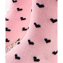 Cutewalk by Babyhug Anti Bacterial Footed Tights Heart Design Pack Of 2 - Pink & Black